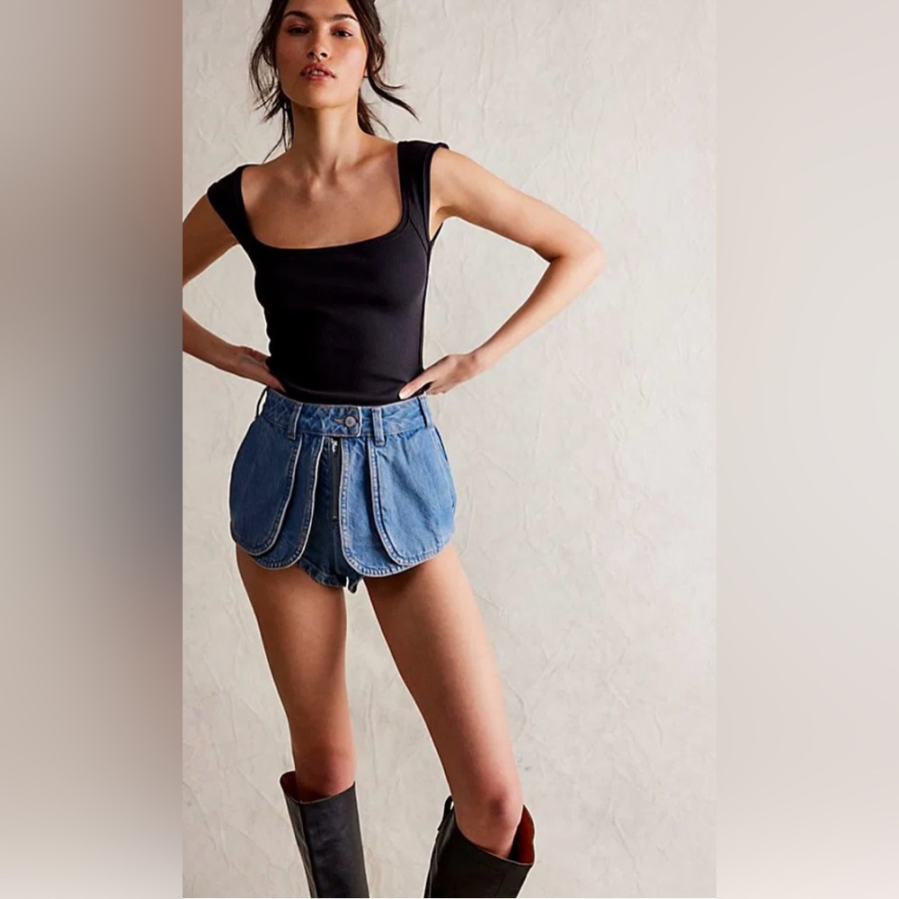 Free People We The Free Blue Denim Shorts